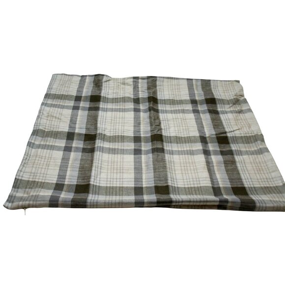 Pottery Barn 24×24 Brown Plaid Cotton/Linen Pillow Covers Set of 2 Fall Neutral - Picture 1 of 5